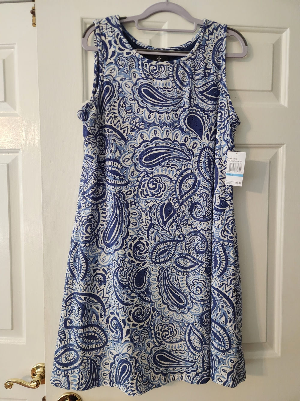 New Ronni Nicole Women's Navy Stretchy Paisley Sleeveless A-line Resort Dress XL